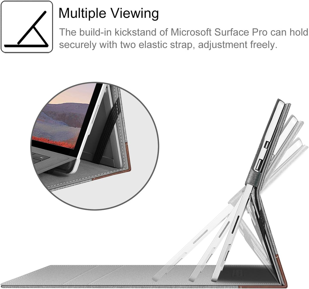 Fintie Hülle für Microsoft Surface Pro 7+ / 7/6 / 5/4 / 3 - Multi-Sichtwinkel Kunstleder Tasche Schu