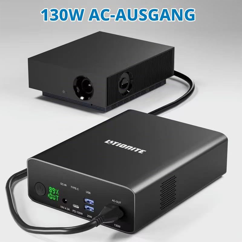 LITIONITE Dragon 130W / 80.000mAh Powerbank Mini-Generator Tragbarer Akku mit led-anzeige - 1x AC St