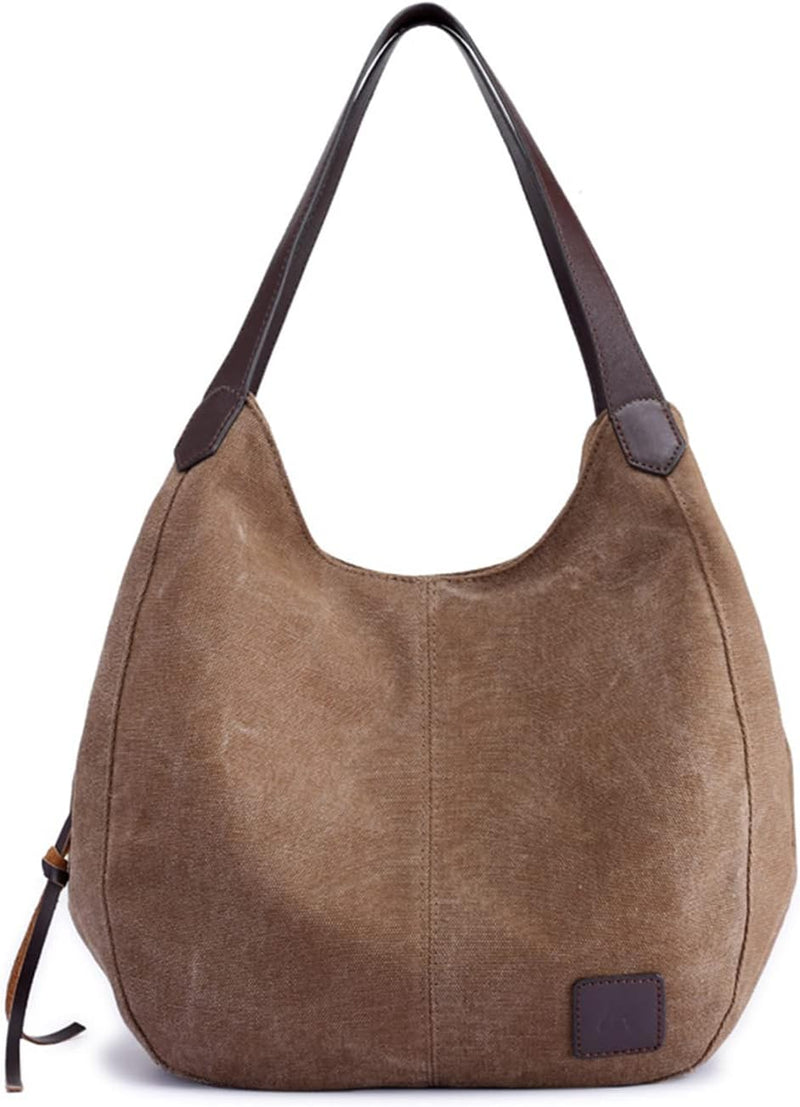 PORRASSO Damen Handtasche Canvas Hobo Schultertasche Mädchen Tote Bag Shopper Henkeltasche für Schul