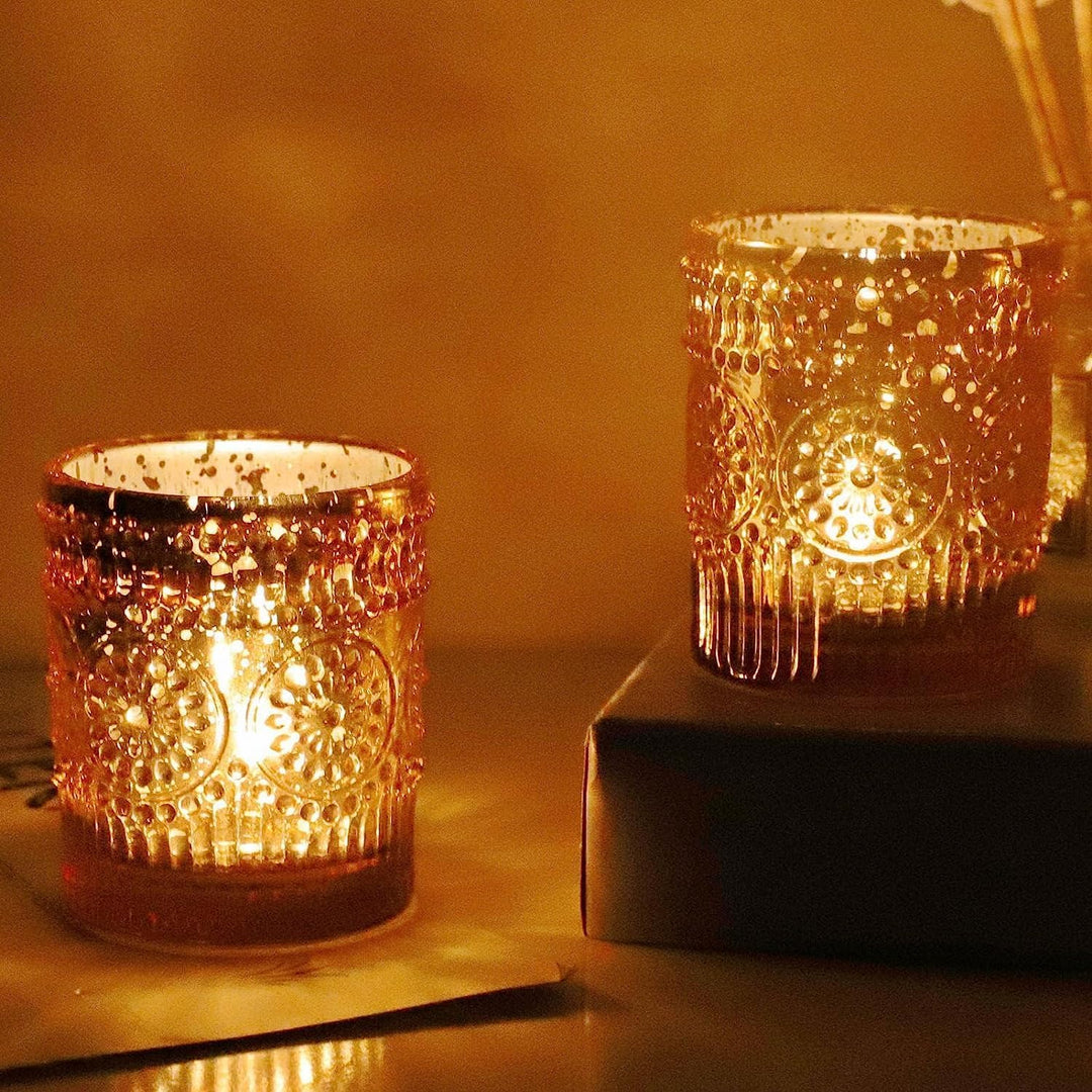Vohocandle Teelichthalter Gold, 12er-Set Kerzenhalter Glas, Grosspackung für den Tischaufsatz bei Ho