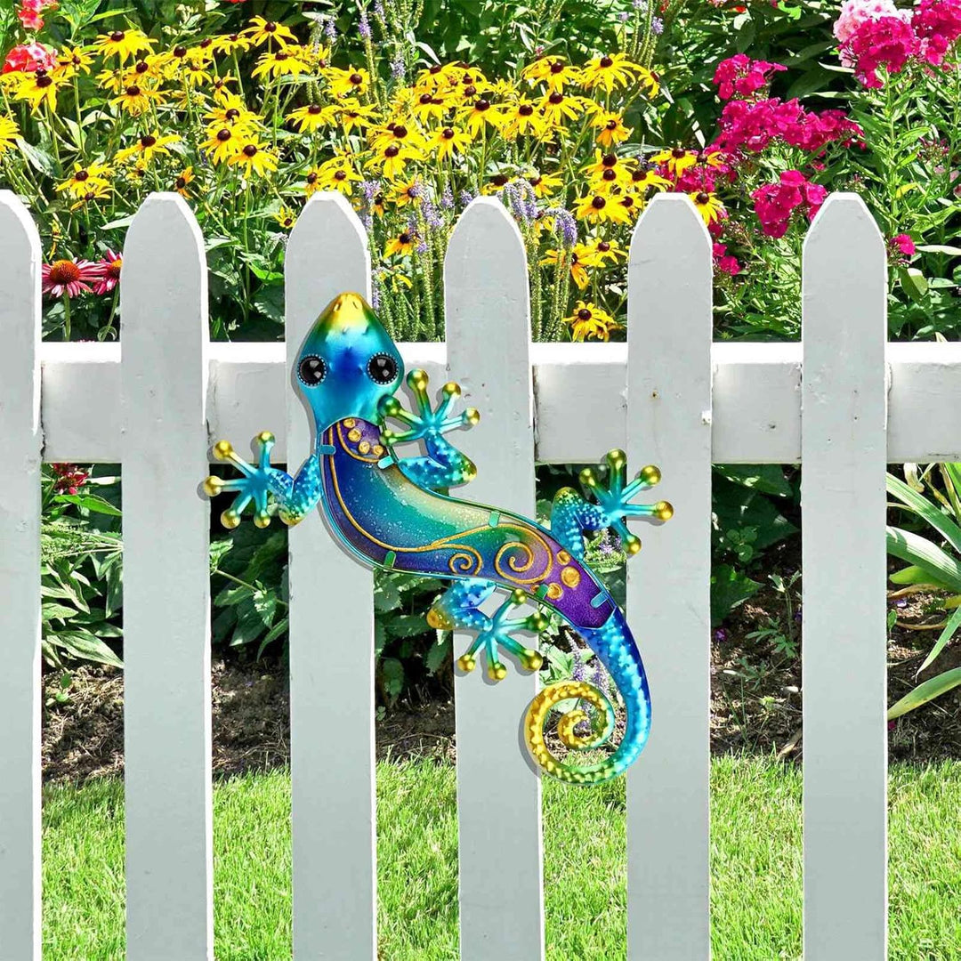 Dexlyn Metall Gecko Gartendeko Outdoor Salamander Lizard Wanddekoration Eidechse Skulptur Hängende 2