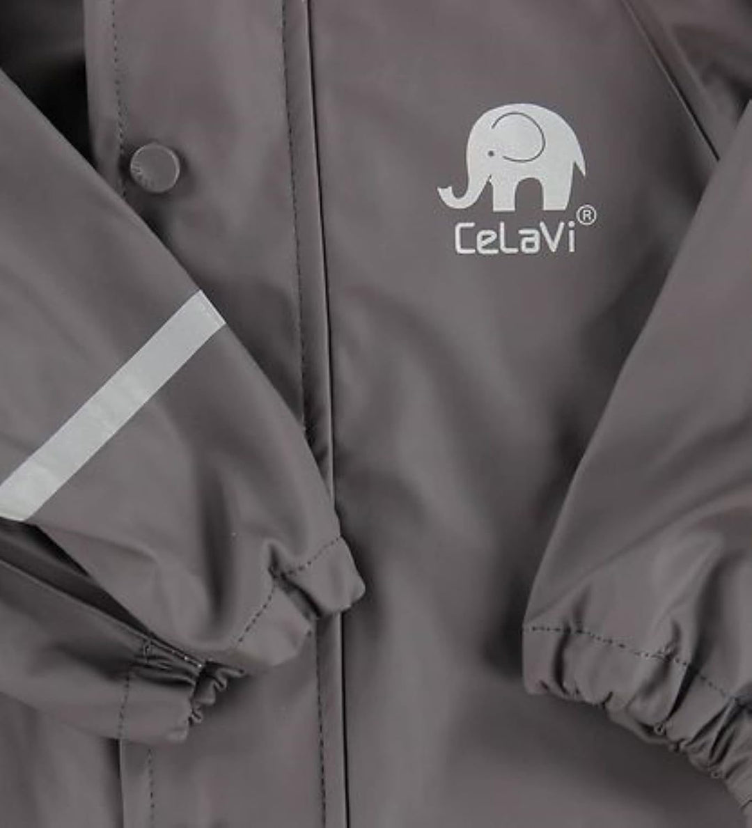 Celavi Unisex Kinder Rainwear Suit-Solid Pu Snowsuit, Grau