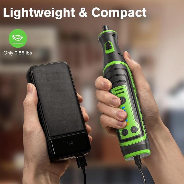 Ginour Multifunktionswerkzeug Akku 8V 2.0Ah Mini Rotationswerkzeug mit LED-Licht 5 Gang 5000-30000 U