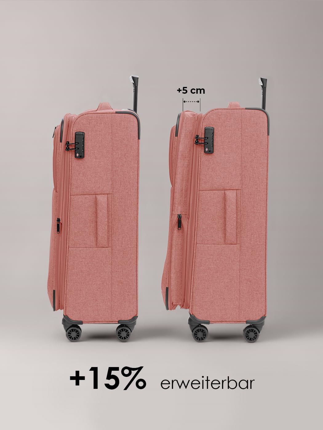 REDOLZ Koffer-Set 3-teilig für Damen & Herren | leichte & stabile Reise-Trolleys, hochwertiges Softc