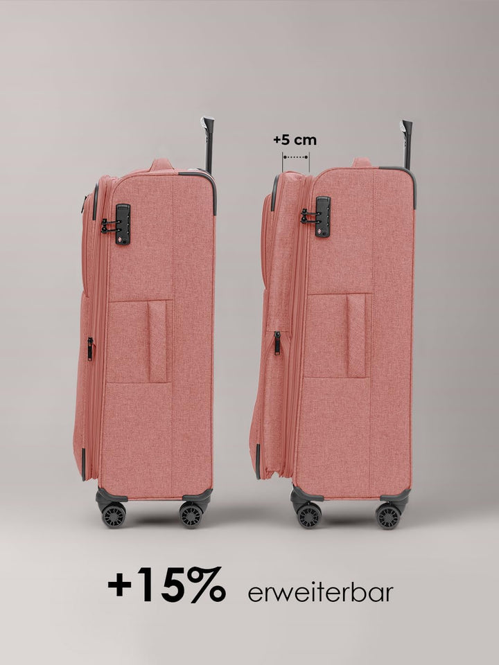 REDOLZ Koffer-Set 3-teilig für Damen & Herren | leichte & stabile Reise-Trolleys, hochwertiges Softc