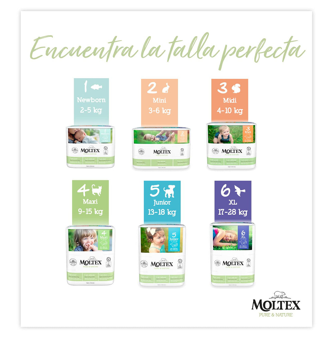 Moltex Pure & Nature Öko-Windeln Grösse 4 (9-15 kg) - 200 Windeln Talla 4 (Paquete de 200), Talla 4