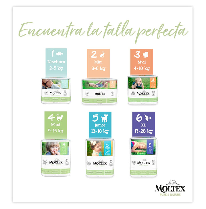 Moltex Pure & Nature Ökologische Windeln Grösse 2 (3-6 kg) - 144 Windeln, Die Verpackung kann variie