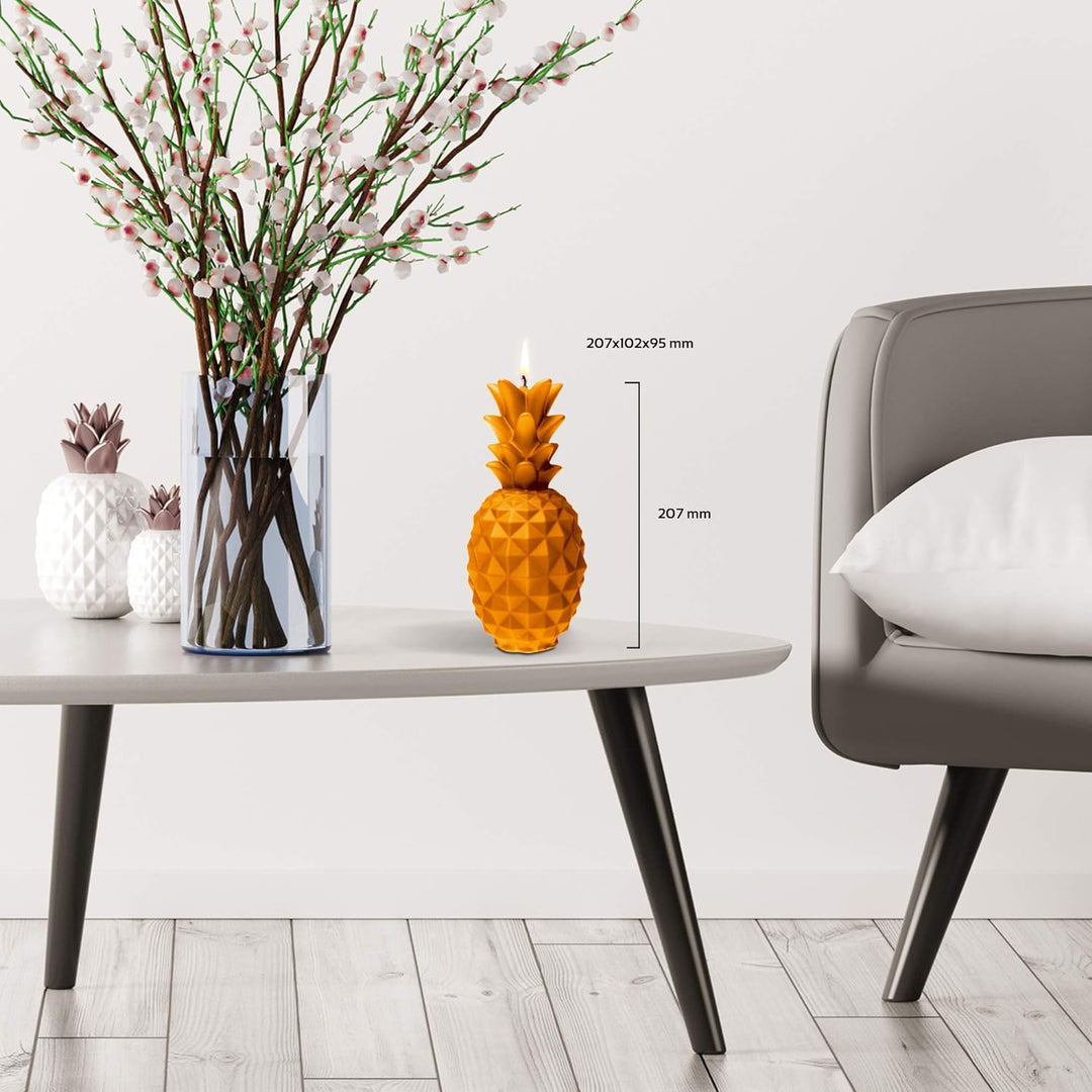 Candellana Ananas Paraffinkerze 100x100x210 mm - Orange Kerze Dekorativ - Kerzen Aesthetic 3D - Cand