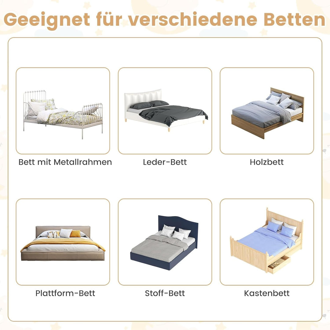 FANTASK Bettschutzgitter klappbar mit Verstellbarer Gurte, EIN-klick-Faltung, Bettgitter Rausfallsch