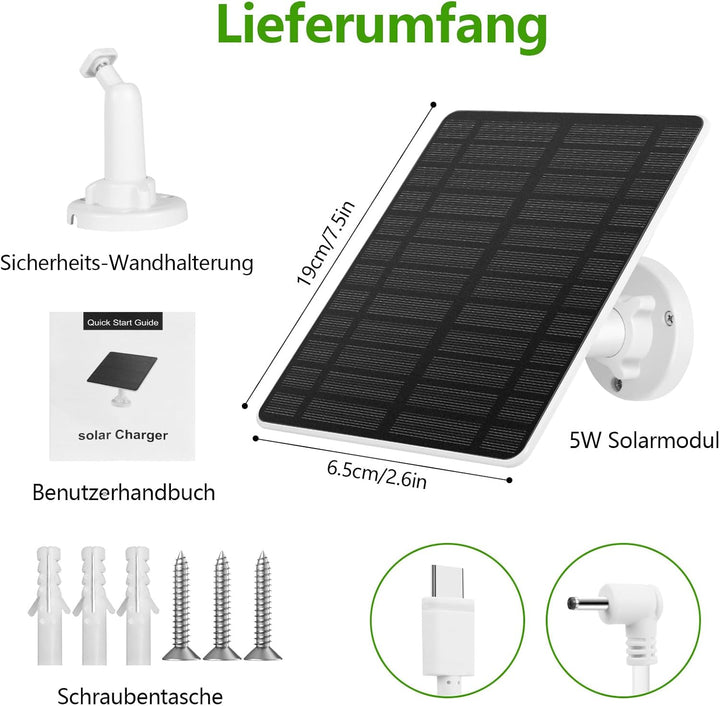 Solarmodul für Ring Kamera 2PCS, GuKKK 5W Kamera Solarpanel kompatibel mit Ring Spotlight Cam/Pro/Pl