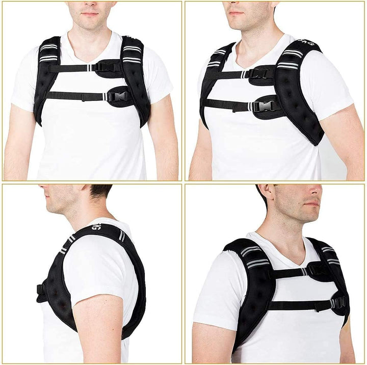 RELAX4LIFE 5/9 kg Gewichtsweste, Ergonomische Fitnessweste, mit reflektierenden Streifen & verstellb