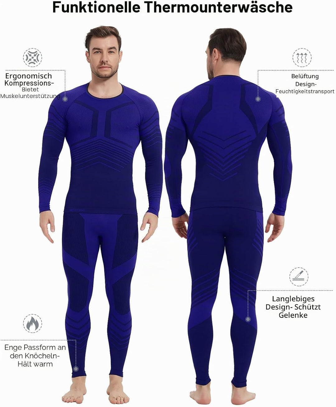 MEETWEE Thermounterwäsche Herren Atmungsaktiv Männer Thermo Funktionswäsche Winter Skiunterwäsche Un
