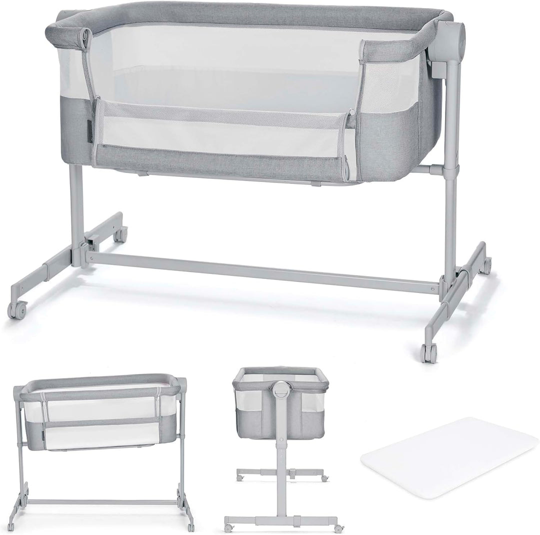 Kinderkraft NESTEE UP 2 Beistellbett 2 in 1, Kinderreisebett mit Matratze Laken, 5-stufige Matratzen