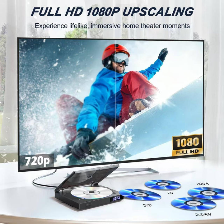 MINI DVD Player HDMI, 1080P Kleiner DVD Player für TV | Alle Regionen Frei, Speicherwiedergabe mit H