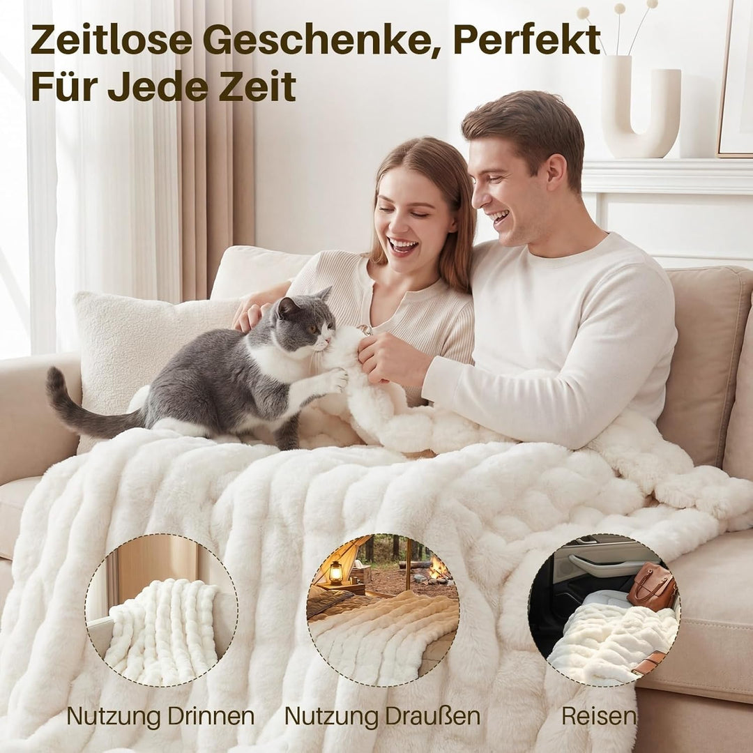 Kuscheldecke Kaninchen Plüsch Decke Super Soft Wohndecke Dick 1000 G/M² Flanell Decke Couchdecke War