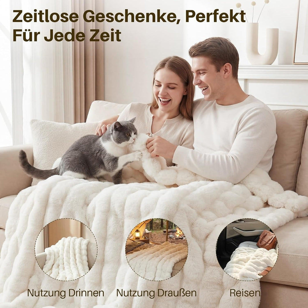 Kuscheldecke Kaninchen Plüsch Decke Super Soft Wohndecke Dick 1000 G/M² Flanell Decke Couchdecke War
