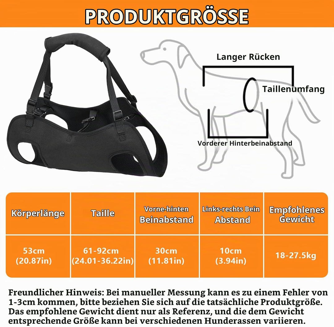 YOUNGSAY Tragehilfe Hund, Verstellbare Tragegurt Hund, Gross Hunde Tragehilfe für Behinderte, Blindh