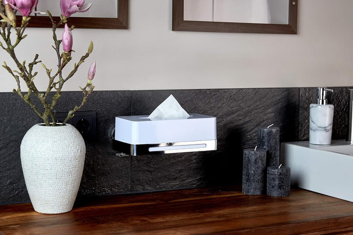 WENKO Kosmetiktuch-Box Premium Plus - Kosmetiktuchspender, Edelstahl rostfrei, 26.5 x 14.5 x 17 cm,