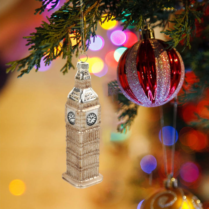 TOYANDONA Weihnachtliche Grosse Uhr Glasfigur Dekorativer London Turm Baumschmuck Kreative Hängende