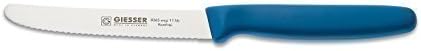 Giesser Messer 5x Allzweckmesser 11 cm Klingenlänge mit Wellenschliff Schwarz/Azurblau/Limone/Orange