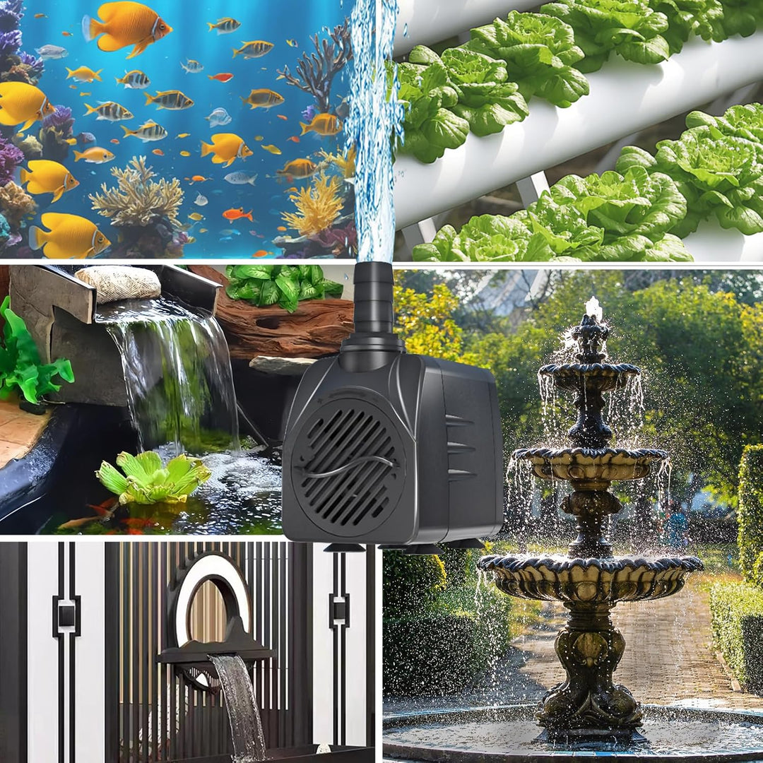 Springbrunnenpumpe 10W 600L/H Schutz vor überhitzung Funktion Ultra Leise Teichpumpe Wasserpumpen Mi