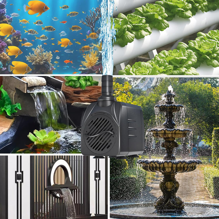 Springbrunnenpumpe 10W 600L/H Schutz vor überhitzung Funktion Ultra Leise Teichpumpe Wasserpumpen Mi
