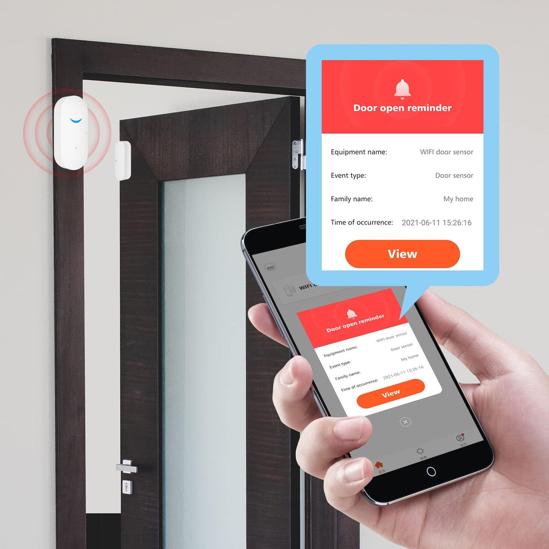 Tuya WiFi Door and Window Sensors, Smart Alarm with Free Notification App Control, Home Security Ala