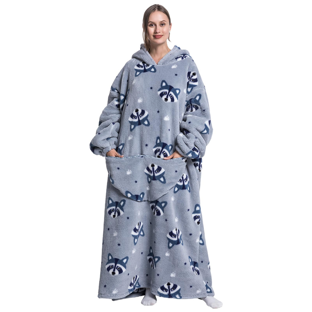 Ultra Weiche Hoodie Decke mit Ärmeln Warme Flanell Decke zum Anziehen für Zuhause Sofa und Bett, Kus