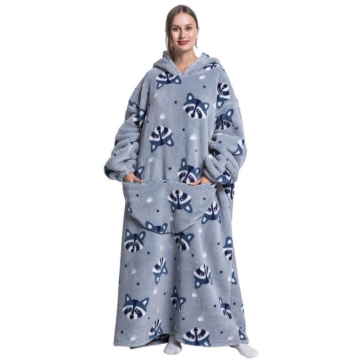 Ultra Weiche Hoodie Decke mit Ärmeln Warme Flanell Decke zum Anziehen für Zuhause Sofa und Bett, Kus