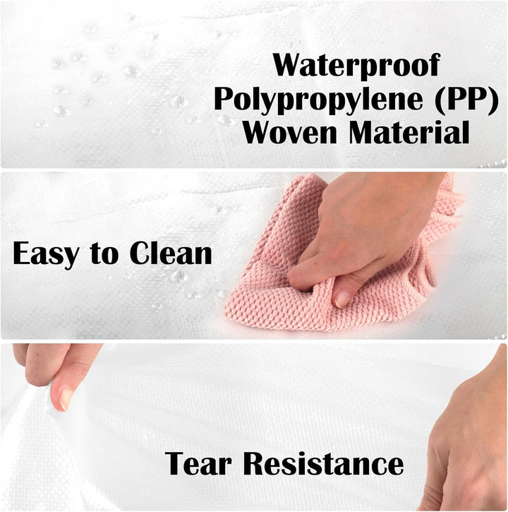 Withosent 100L Aufbewahrungstasche Gross Gewebt, 6er Transparente Wasserdicht Umzugstaschen mit Reis