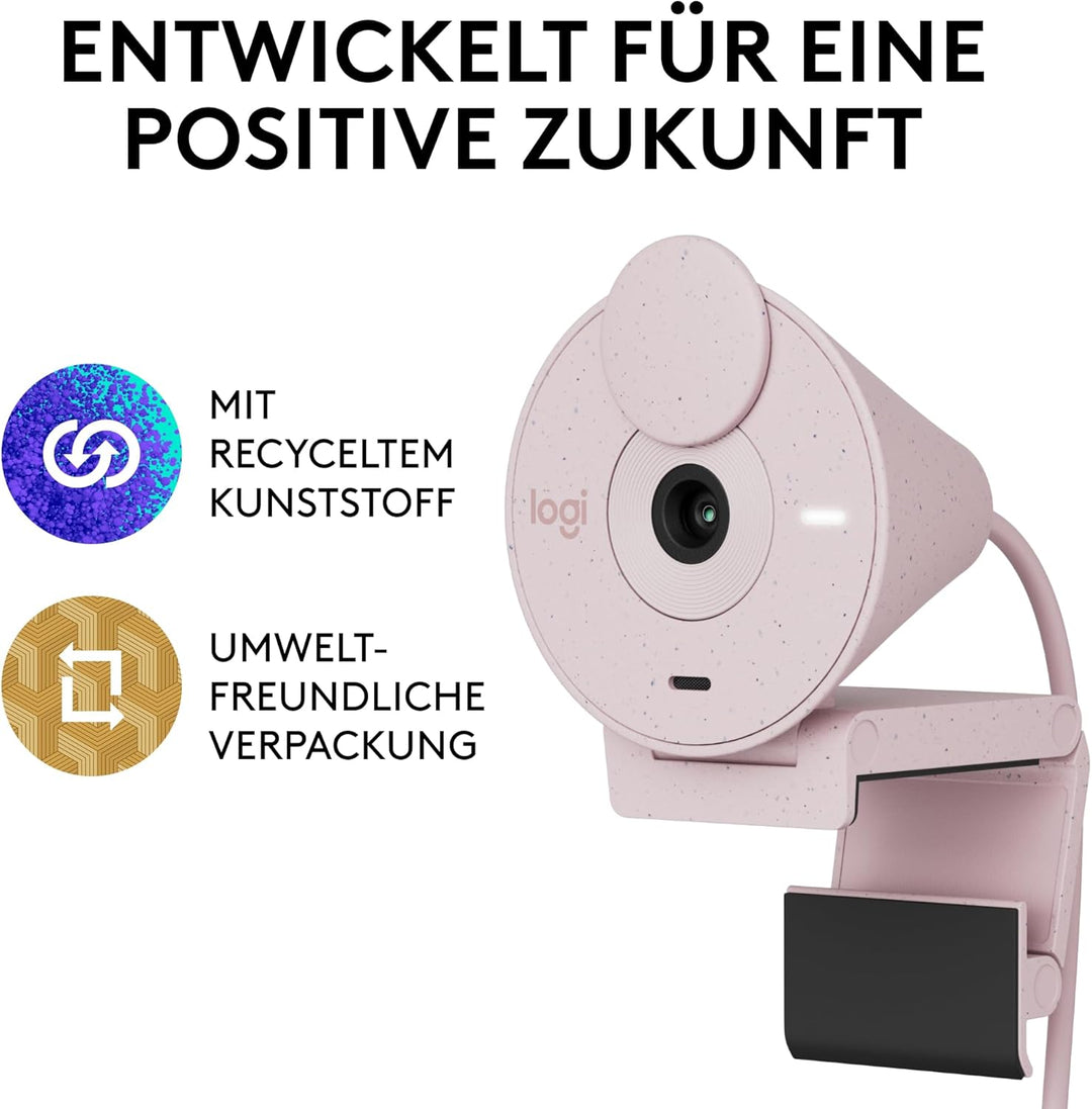 Logitech Brio 300 Full HD-Webcam mit Sichtschutz, Mikrofon mit Rauschunterdrückung, USB-C, Zertifizi