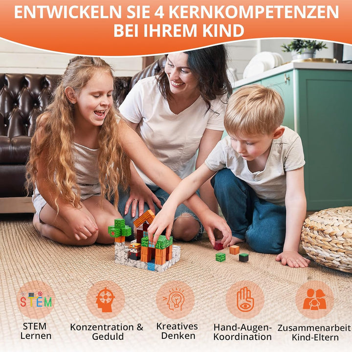 FUNYKICH Magnetische Bausteine, 100PCS Magnetbausteine Bauwelt Magnetspielzeug für ab 3-10 Jahren Ju