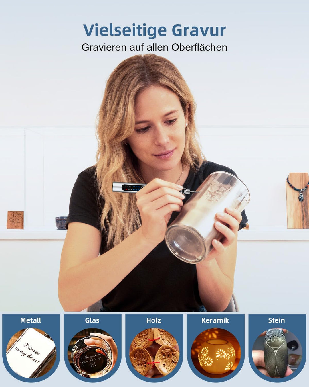 Elektrischer Gravierstift mit 50+ Teilen &amp; 3 Einstellbaren Geschwindigkeiten, Mini Gravur Stift Grav