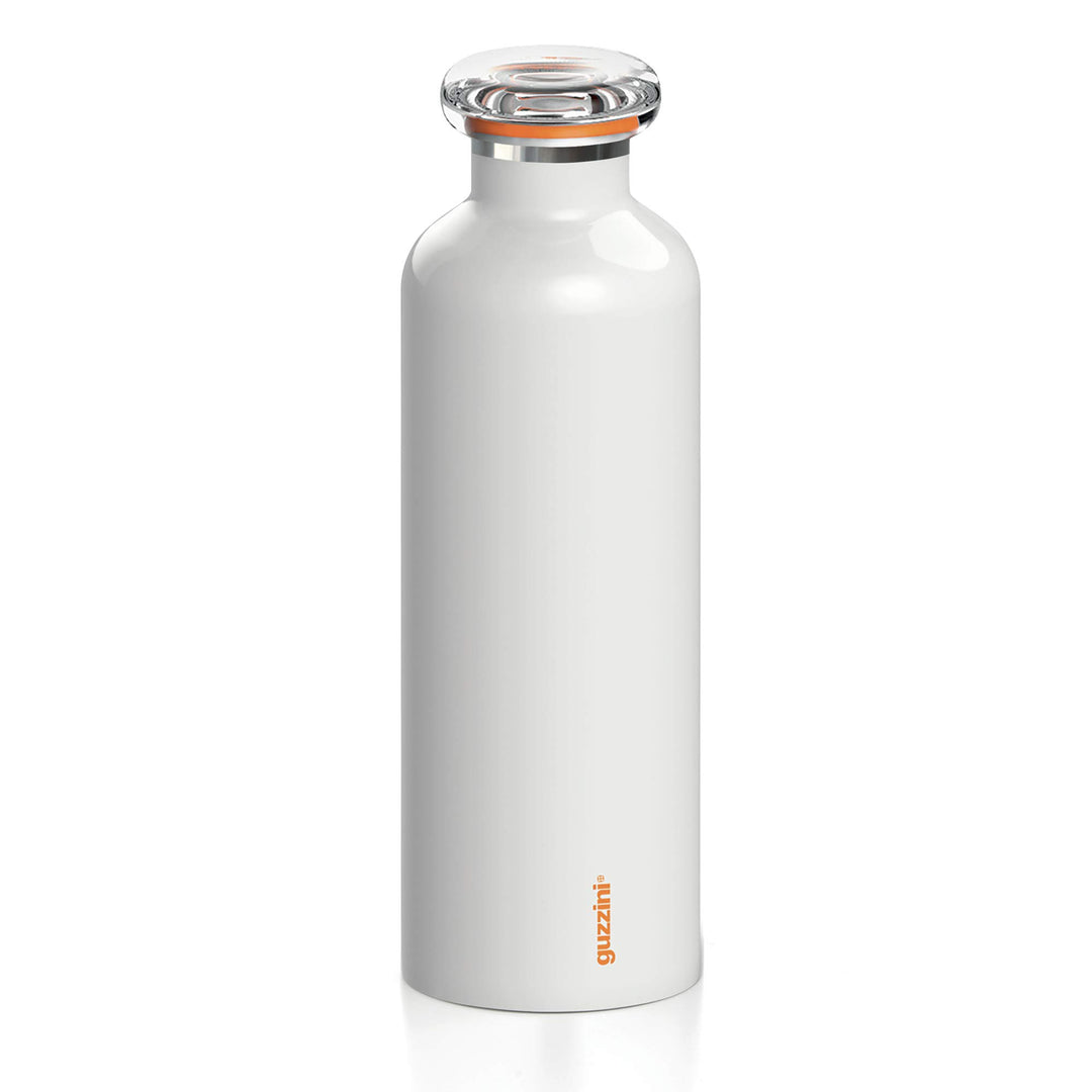 Guzzini - On The Go, ENERGY L Thermosflasche, Trinkflasche Edelstahl - Weiss, Ø 8 x h24 cm | 750 cc