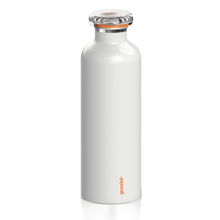 Guzzini - On The Go, ENERGY L Thermosflasche, Trinkflasche Edelstahl - Weiss, Ø 8 x h24 cm | 750 cc