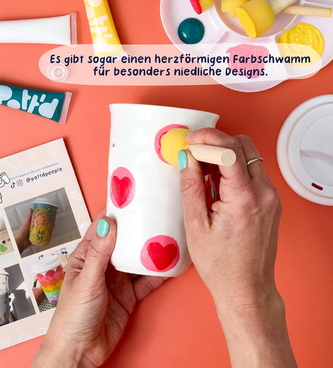 Pott’d Paintables Reisebecher zum Bemalen – DIY Keramik-Bemalen-Set für Erwachsene mit Reisebecher,