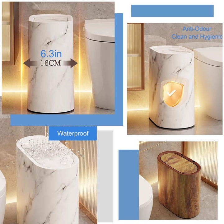 12L Mülleimer Bad,Mülleimer Küche,Schmaler Mülleimer Mit Deckel Mülleimer Geruchsdicht Pop-Up Deckel