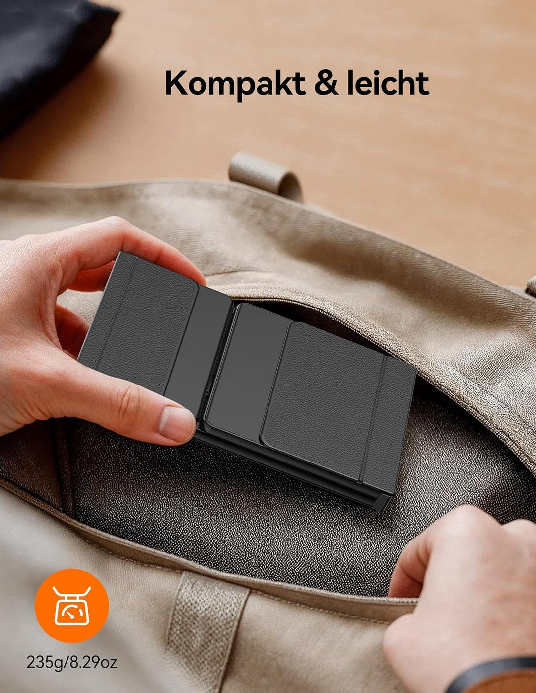 TECKNET Bluetooth Tastatur Faltbare mit Touchpad, QWERTZ Deutsch, Schwarz, Schwarz