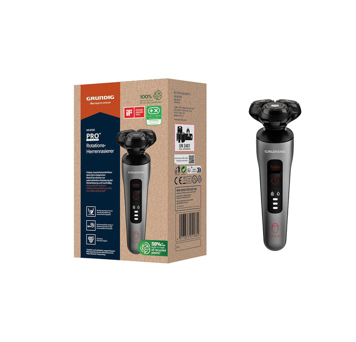 Grundig ProClub MS 8130 Herrenrasierer, BeardCare Sensor, Kunststoff des äusseren Gehäuses aus 61% r