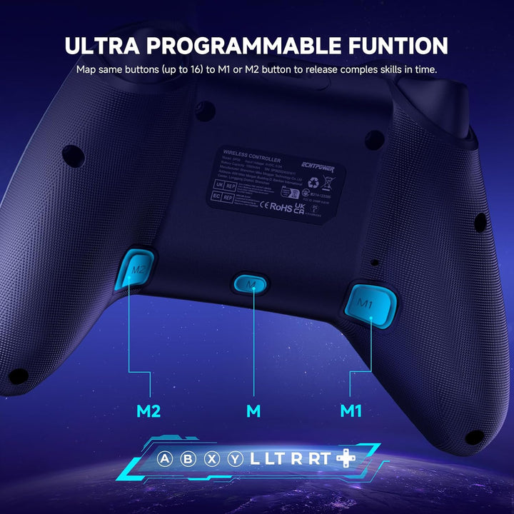 ECHTPower Switch Controller für Switch/Lite/OLED, RGB Switch Pro Controller, Wireless 1000mAh Gamepa