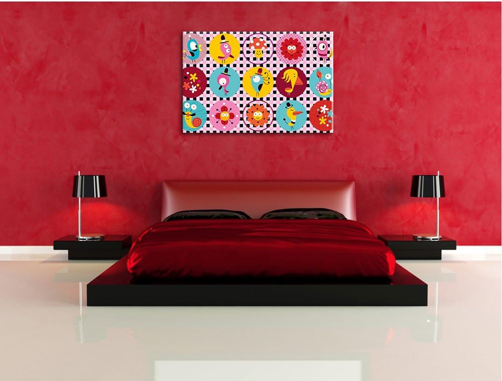Pixxprint Lustige Tiere und Pflanzen / 100x70cm Leinwandbild bespannt auf Holzrahmen/Wandbild Kunstd