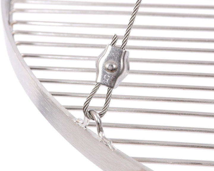 37 cm Grillrost Edelstahl für Schwenkgrill 3 Bein BBQ Grill Rost mit Seil 14 mm Stababstand