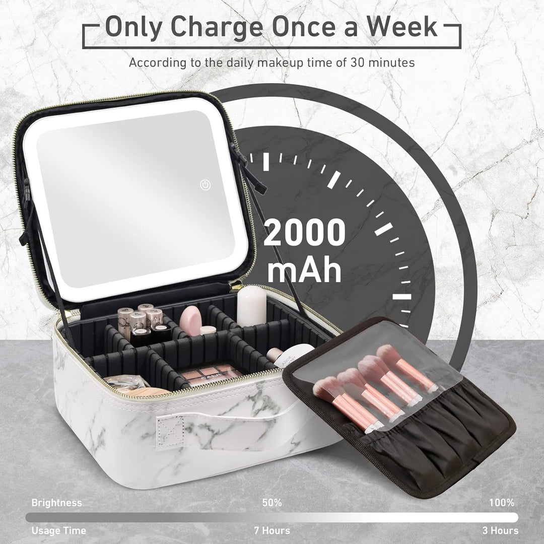 Reise-Makeup-Tasche Kosmetiktasche Make up Organizer Tasche mit grossen beleuchteten Spiegel 3 Farbe
