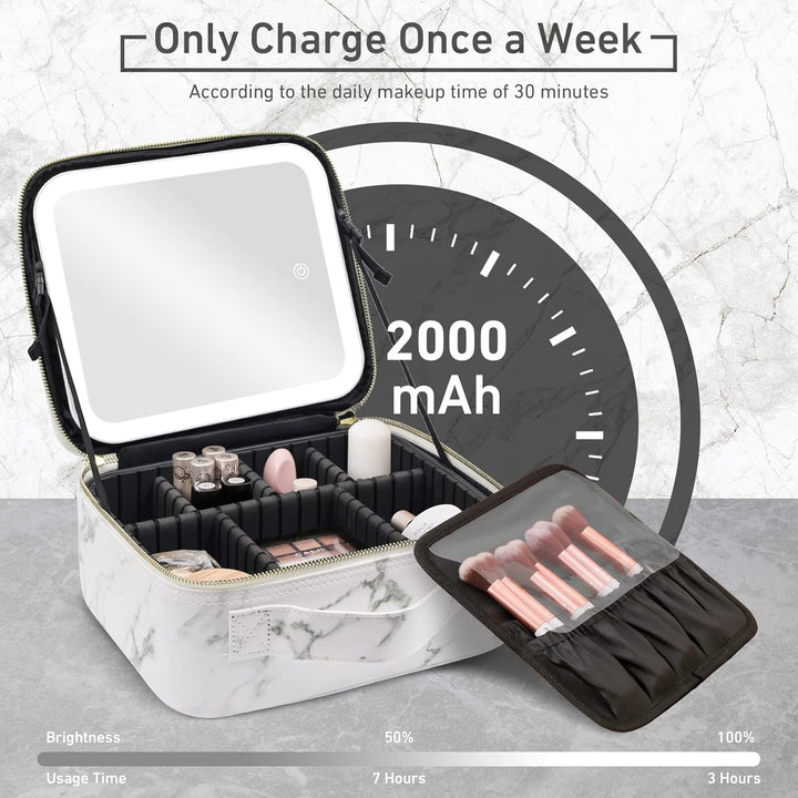 Reise-Makeup-Tasche Kosmetiktasche Make up Organizer Tasche mit grossen beleuchteten Spiegel 3 Farbe