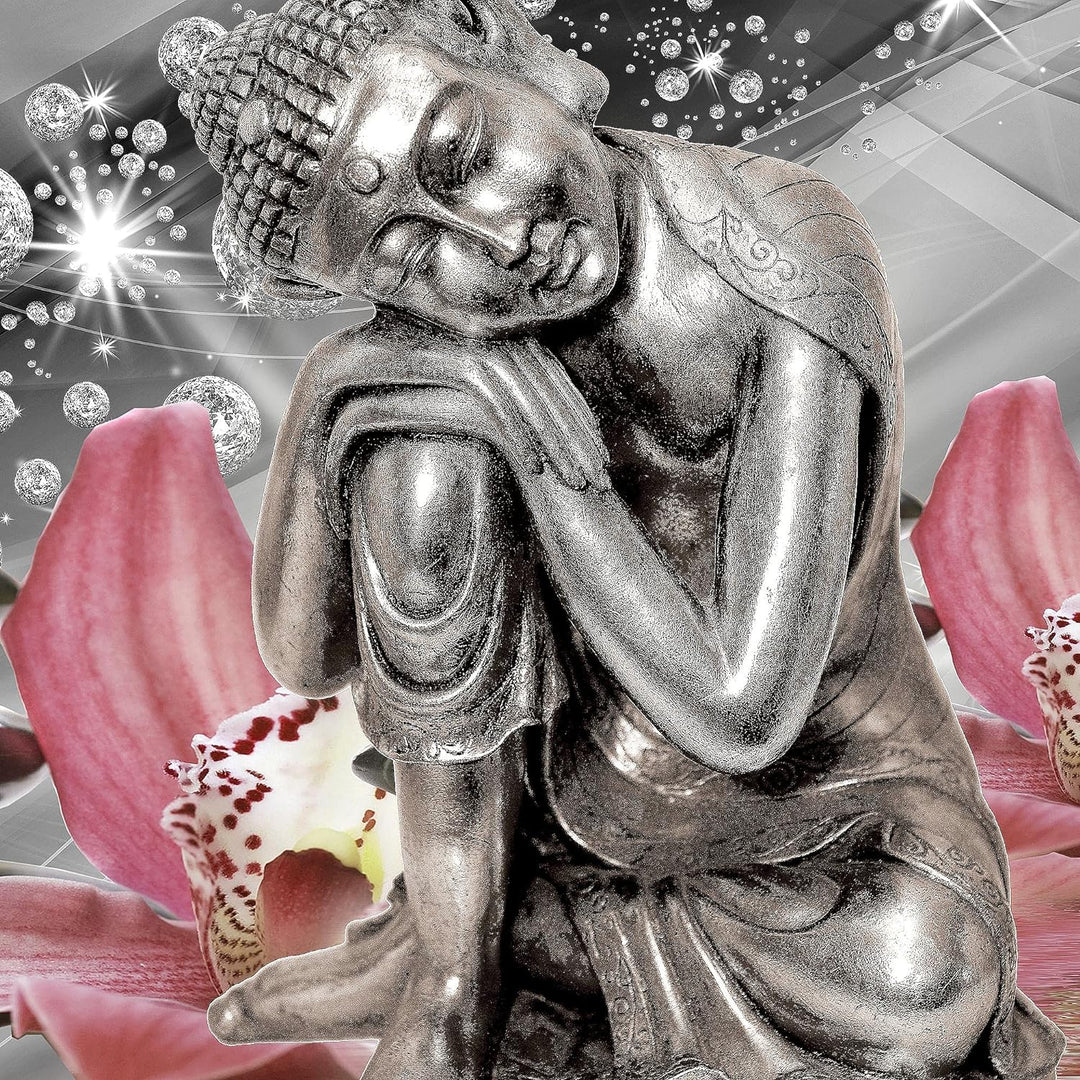 Runa Art Wandbilder Buddha Orchidee 5 Teilig Bild auf Vlies Leinwand Deko Wohnzimmer Schlafzimmer Ze