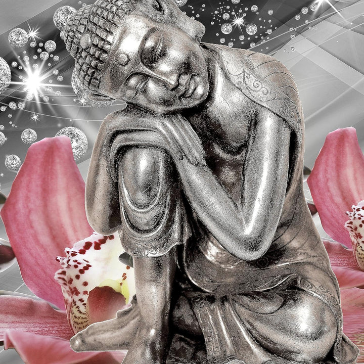 Runa Art Wandbilder Buddha Orchidee 5 Teilig Bild auf Vlies Leinwand Deko Wohnzimmer Schlafzimmer Ze