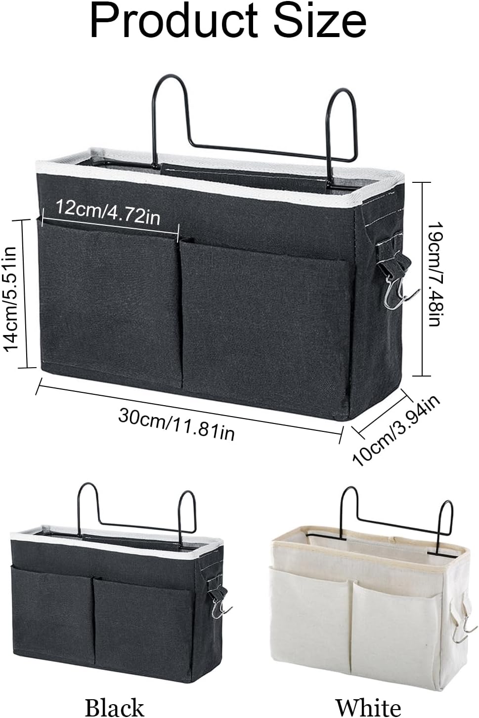 Disnace 2Pcs Betttasche Bett Organizer Hängetasche Aufbewahrungstasche, Hängetasche Faltbares Leinen