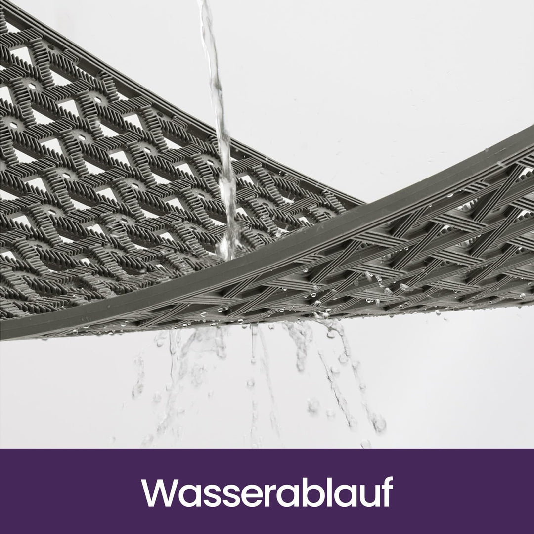 DEXI Fussmatte Aussen 48,5 x 75 cm, rutschfeste Schmutzfangmatte mit Drainagelöchern, Wasserdicht &