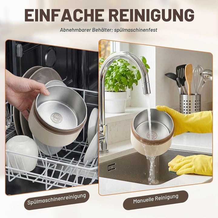304 Edelstahl Lunchbox, 3-lagiger Food Container mit faltbarem Besteck, Auslaufsicher, Mikrowellen-