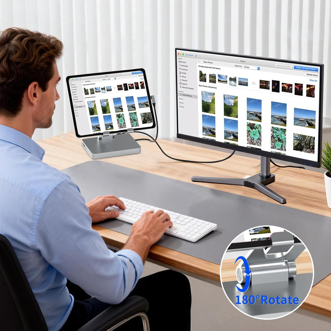 iPad Pro USB C Hub Ständer, 10 in 1 Adapter für iPad Pro M4 M2 M1 iPad Air Dockingstation 4K 60 Hz H